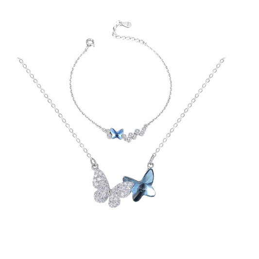 Set din Argint Butterfly Blue