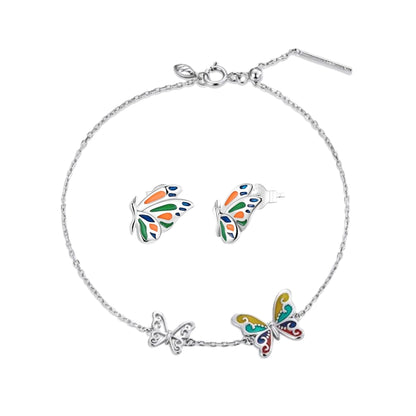 Set din Argint Colourful Butterfly