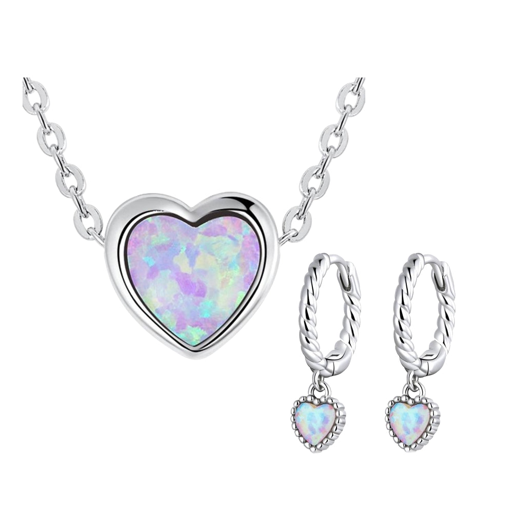 Set din Argint Opal Heart