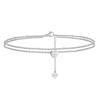 Bratara dubla de picior din Argint Love Anklet