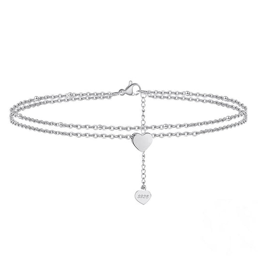 Bratara dubla de picior din Argint Love Anklet