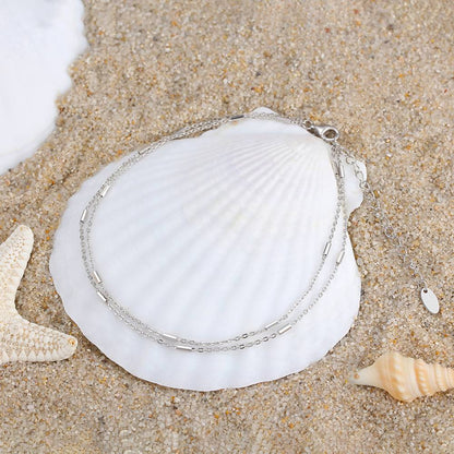 Bratara dubla de picior din Argint Abigail