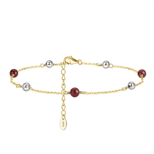 Bratara de picior din Argint Garnet Beads