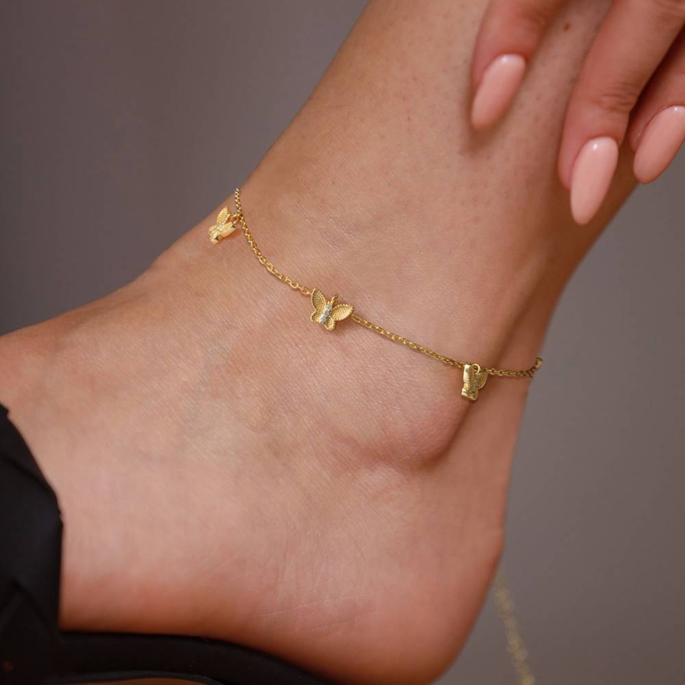 Bratara de picior din Argint Anklet Butterflies