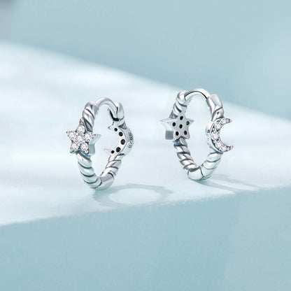 Cercei din Argint Moon and Star Buckle