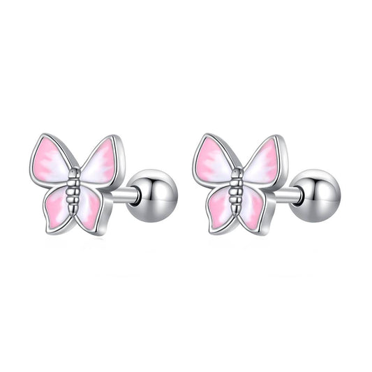 Cercei din Argint Pink Butterfly