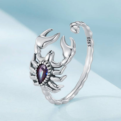 Inel reglabil din Argint Scorpion Diamond