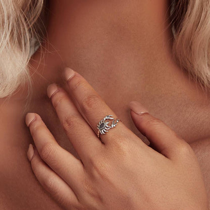 Inel reglabil din Argint Scorpion Diamond