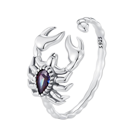 Inel reglabil din Argint Scorpion Diamond