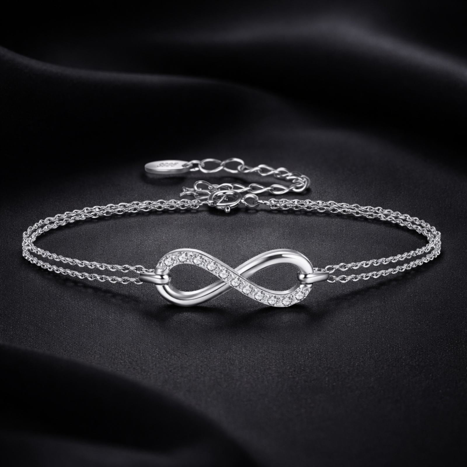 Bratara din argint dubla cu semnul infinitului zirconiu cesini cadou