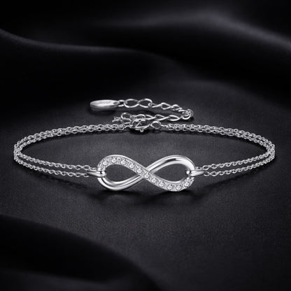 Bratara din argint dubla cu semnul infinitului zirconiu cesini cadou