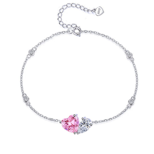 Bratara din argint cu inima si lacrima cu cristale zirconiu cesini