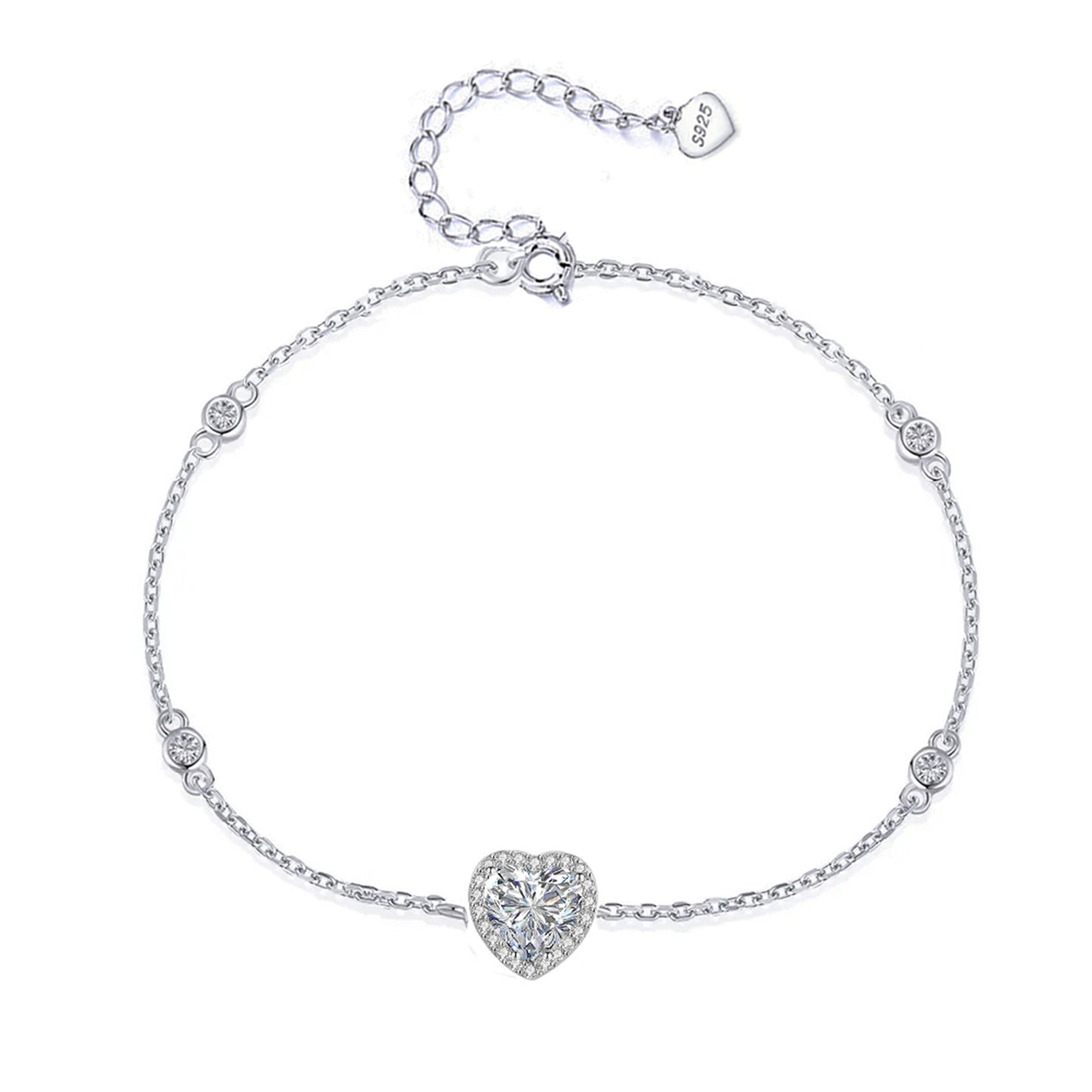 Bratara din argint eleganta cu inimioara si cristale zirconiu cesini