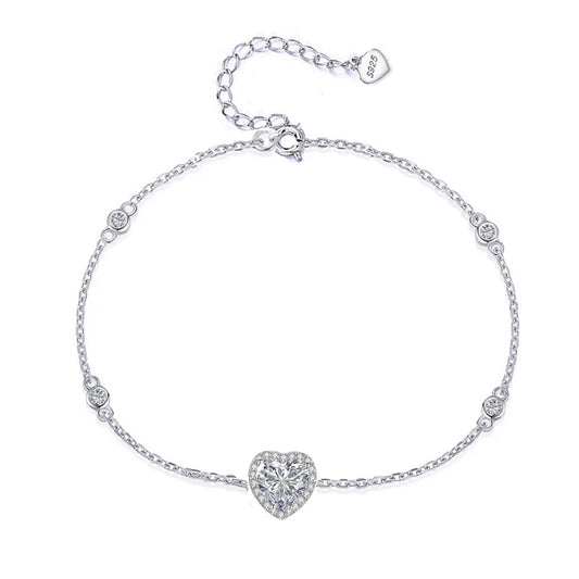Bratara din argint eleganta cu inimioara si cristale zirconiu cesini