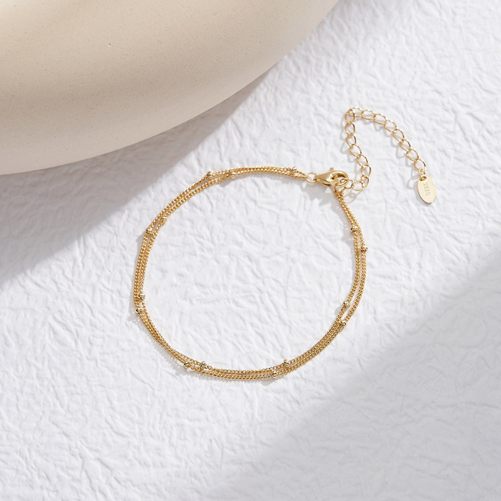 Bratara din argint dubla placata cu aur cu bilute simpla fara pietre cesini cadou