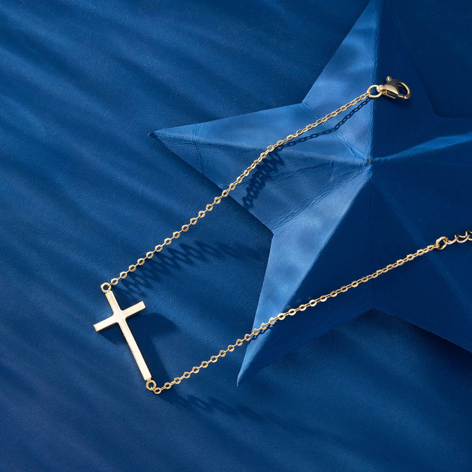 Set din argint elegant placat cu aur colier si bratara cu cruciulita si cristale zirconiu cesini cadou