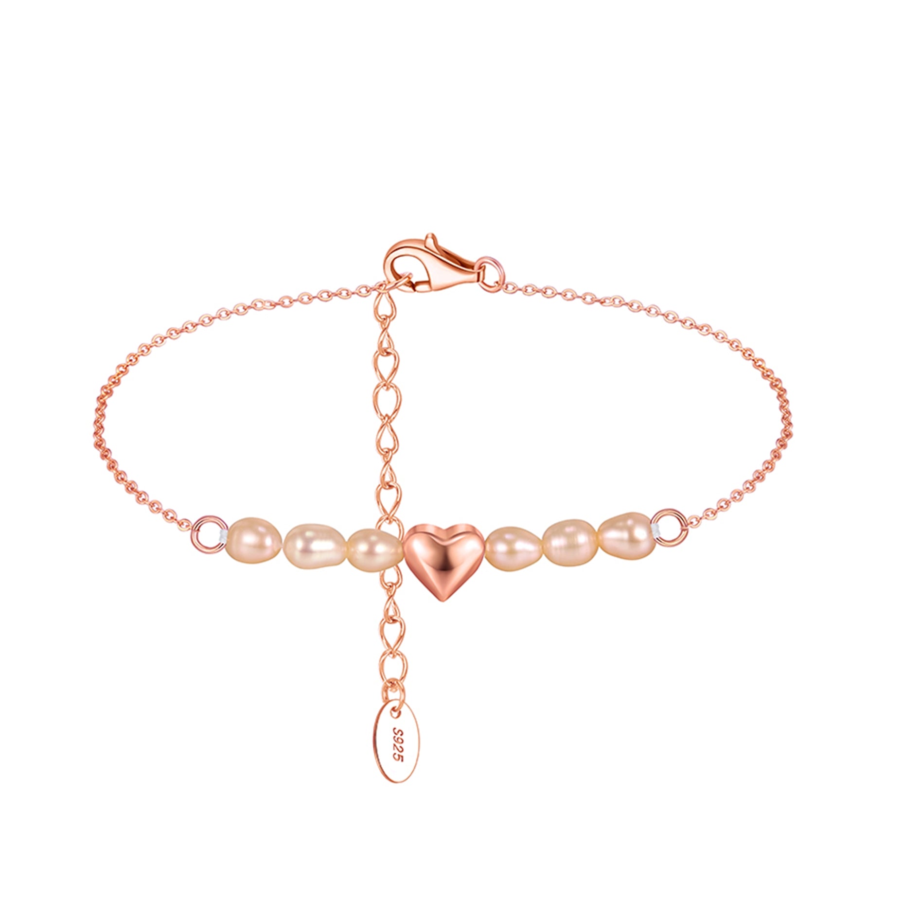 Bratara din argint eleganta placata cu aur cu inima si perle naturale cesini