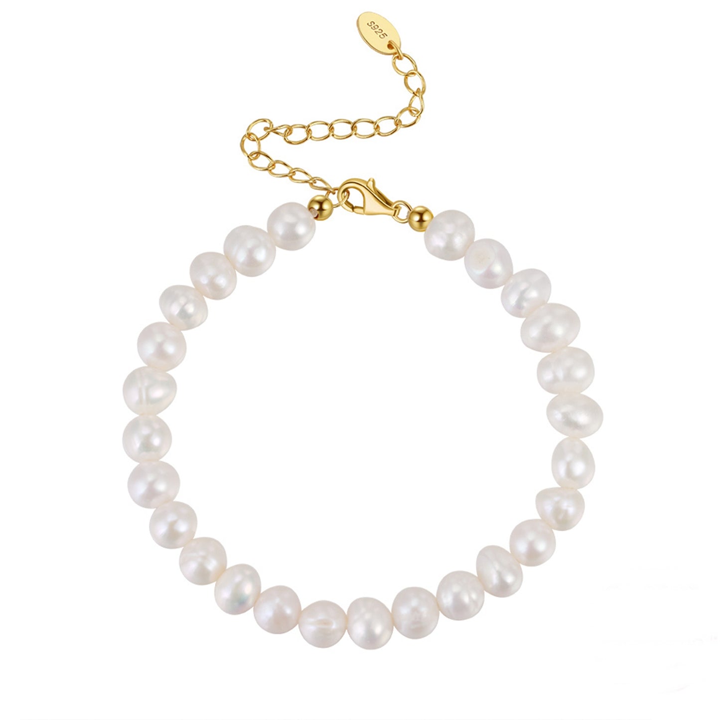 Bratara din argint eleganta placata cu aur cu perle naturale cesini