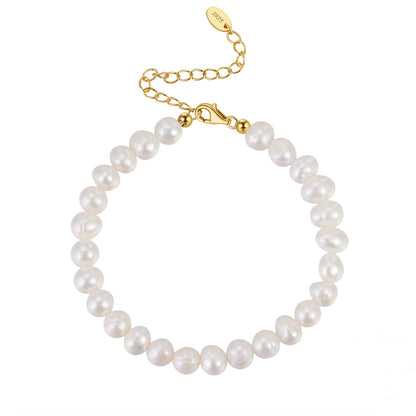 Bratara din argint eleganta placata cu aur cu perle naturale cesini