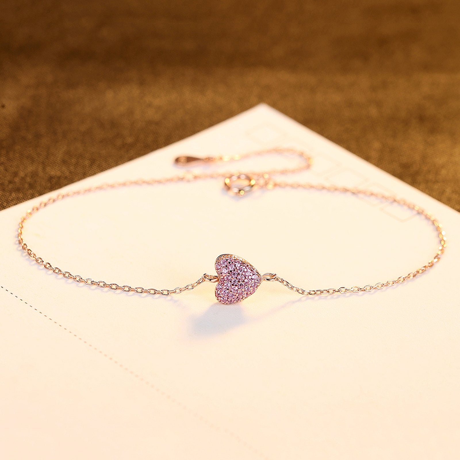 Bratara din argint placata cu aur model inima cu cristale zirconiu cesini cadou