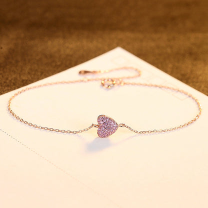 Bratara din argint placata cu aur model inima cu cristale zirconiu cesini cadou