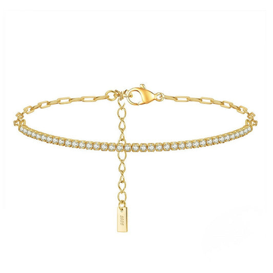 Bratara tennis din argint placata cu aur cu cristale zirconiu cesini