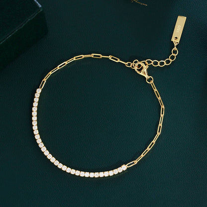 Bratara tennis din argint placata cu aur cu cristale zirconiu cesini cadou