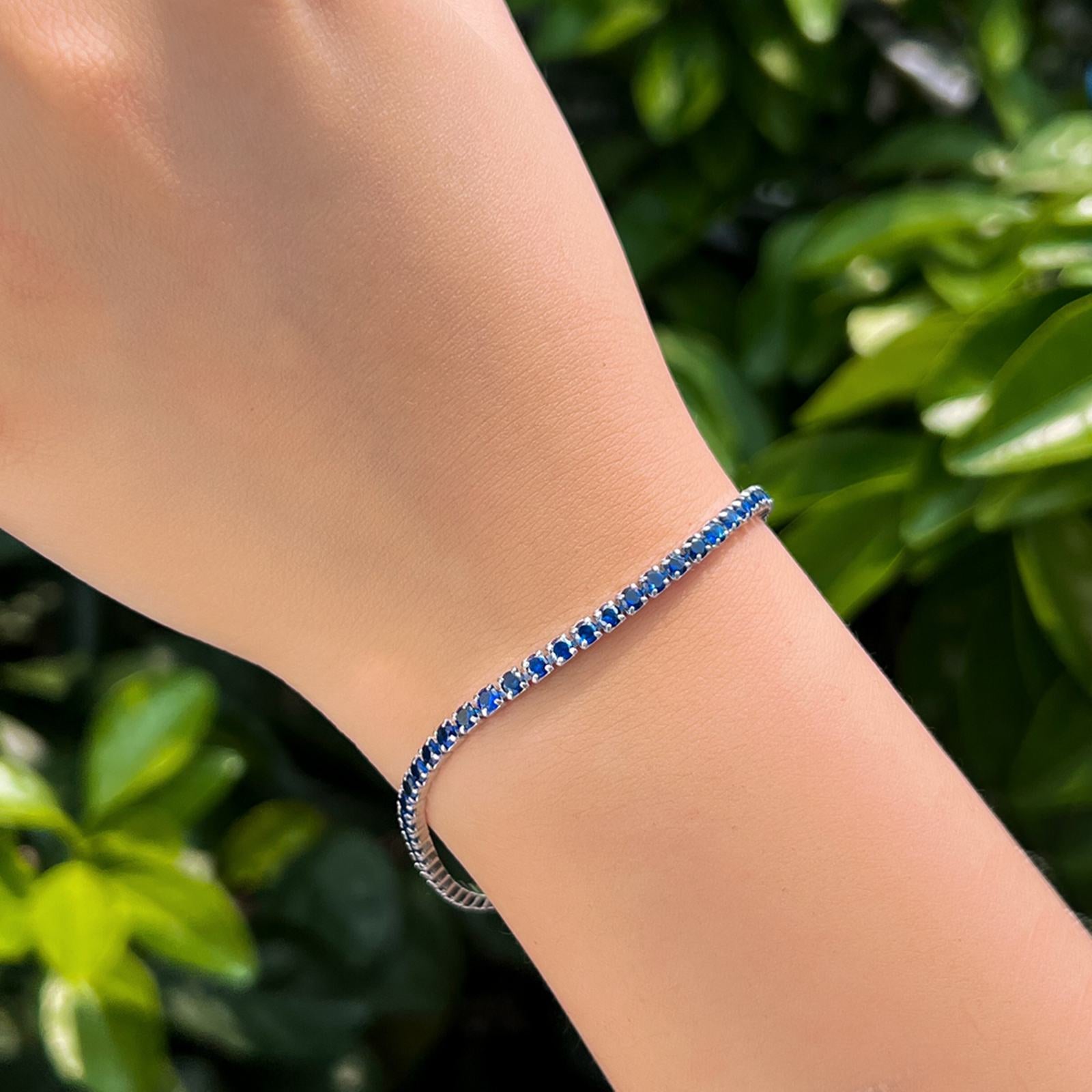 Bratara tennis din argint cu cristale zirconiu albastre cesini femei