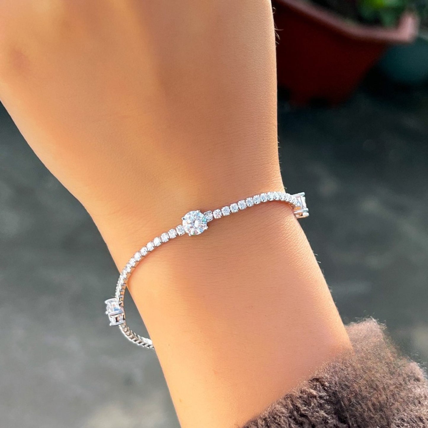 Bratara tennis din argint eleganta cu cristale zirconiu cesini femei