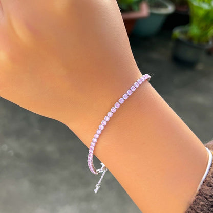 Bratara tennis din argint cu cristale zirconiu roz cesini femei