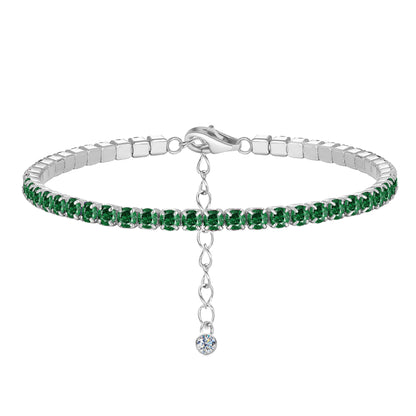 Bratara tennis din argint cu cristale zirconiu verzi cesini