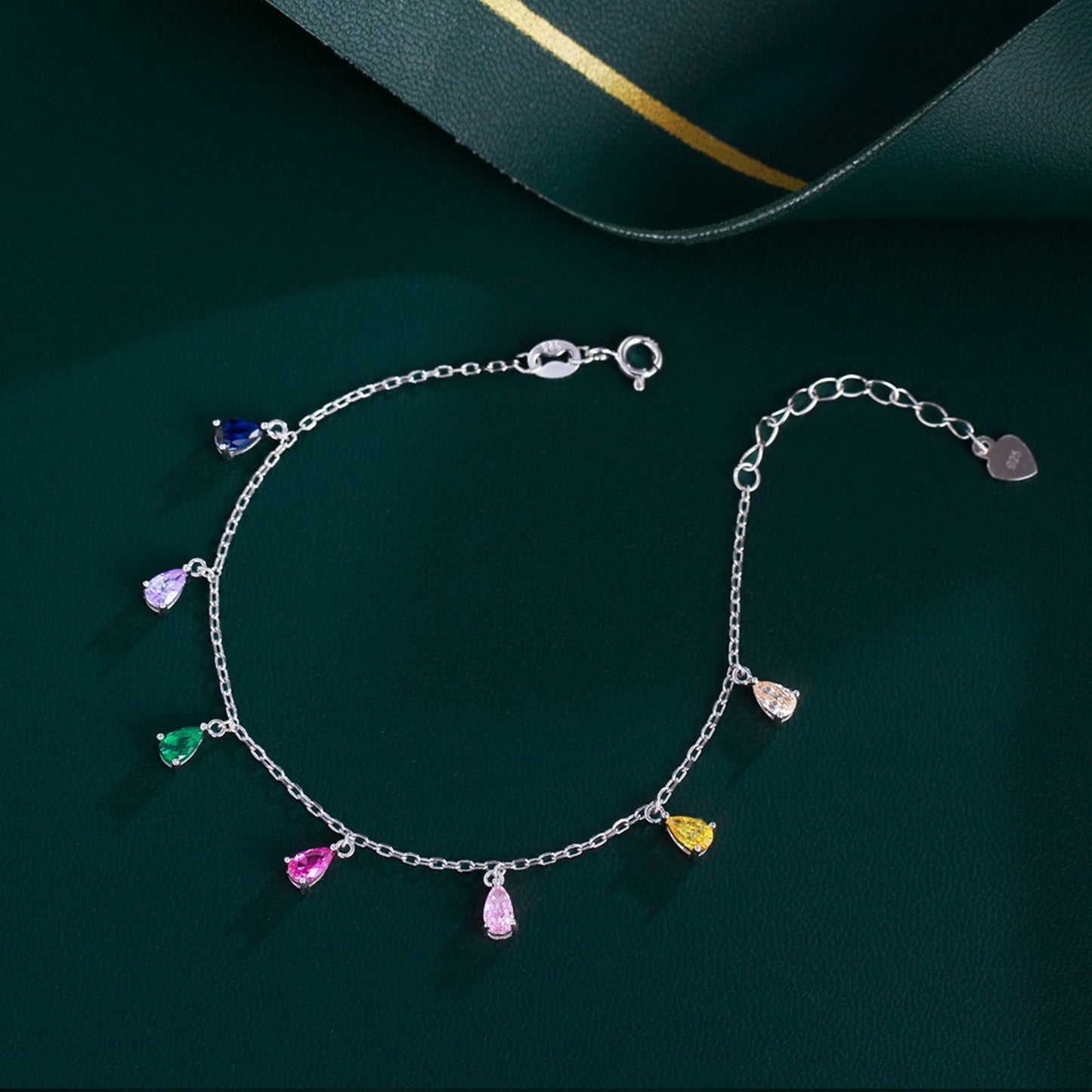 Set din argint colier si bratara cu topaz multicolor cesini cadou