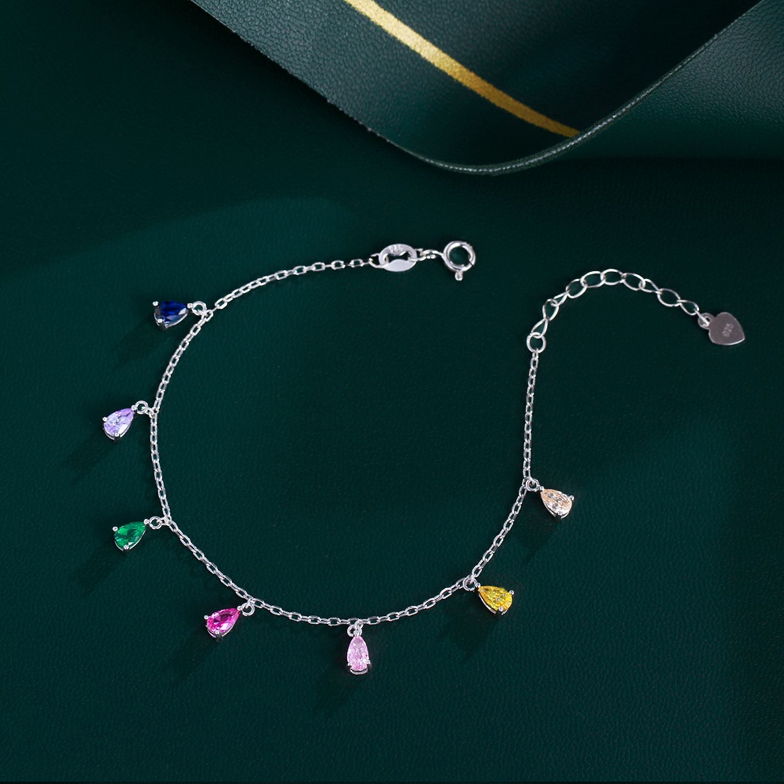 Set din argint colier si bratara cu topaz multicolor cesini cadou