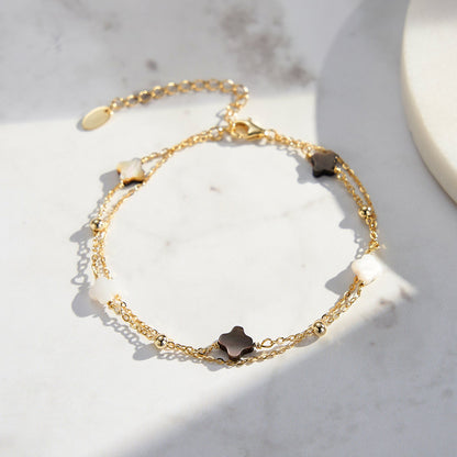 Bratara dubla din Argint Gold Luxangel Clover