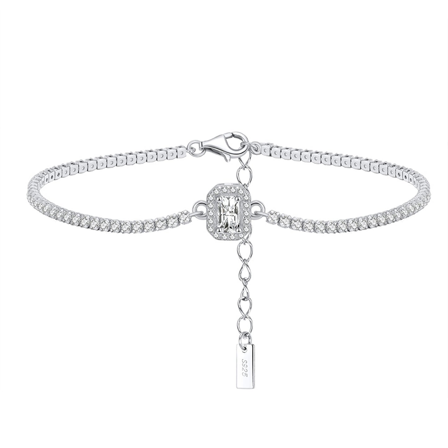Bratara tennis din argint cu cristale zirconiu albe cesini