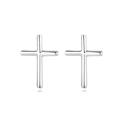 Cercei din argint model cruce simpli fara pietre cesini