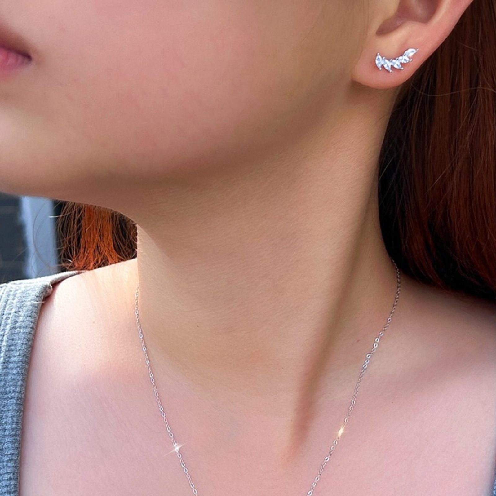 Cercei din argint eleganti geometric cu cristale zirconiu cesini femei
