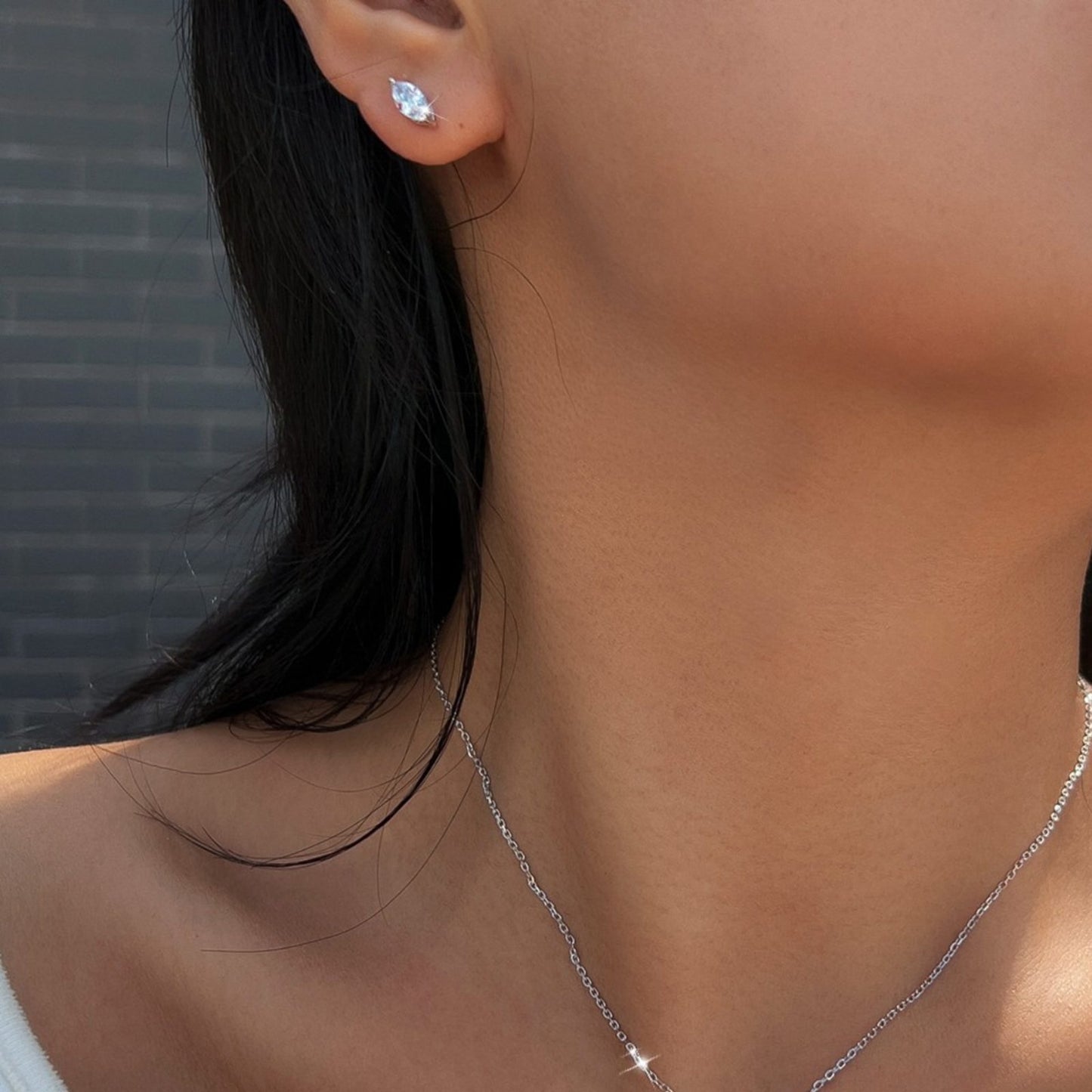 Cercei din argint eleganti geometric cu cristale zirconiu cesini femei