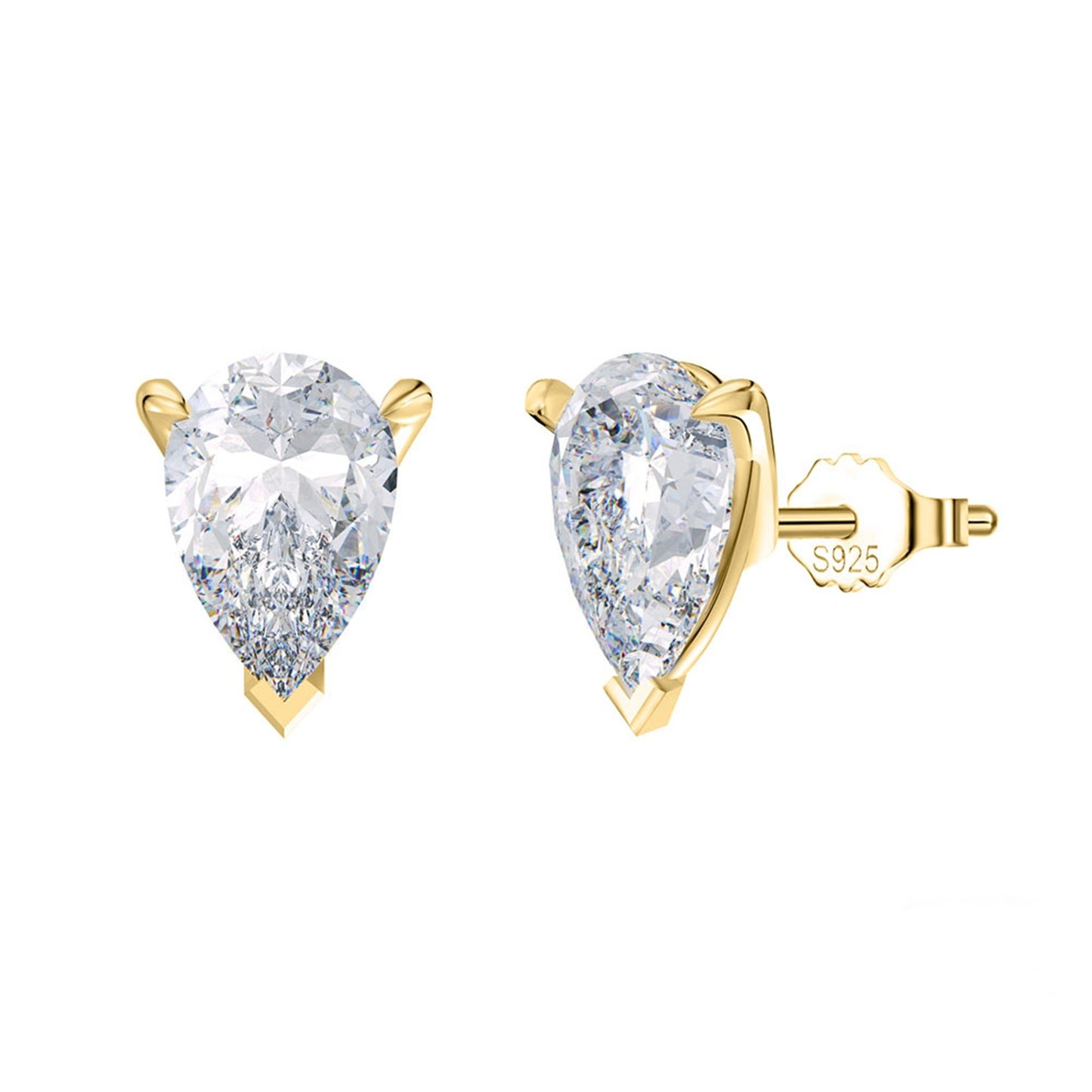 Cercei din argint placati cu aur eleganti lacrima cu cristale zirconiu cesini