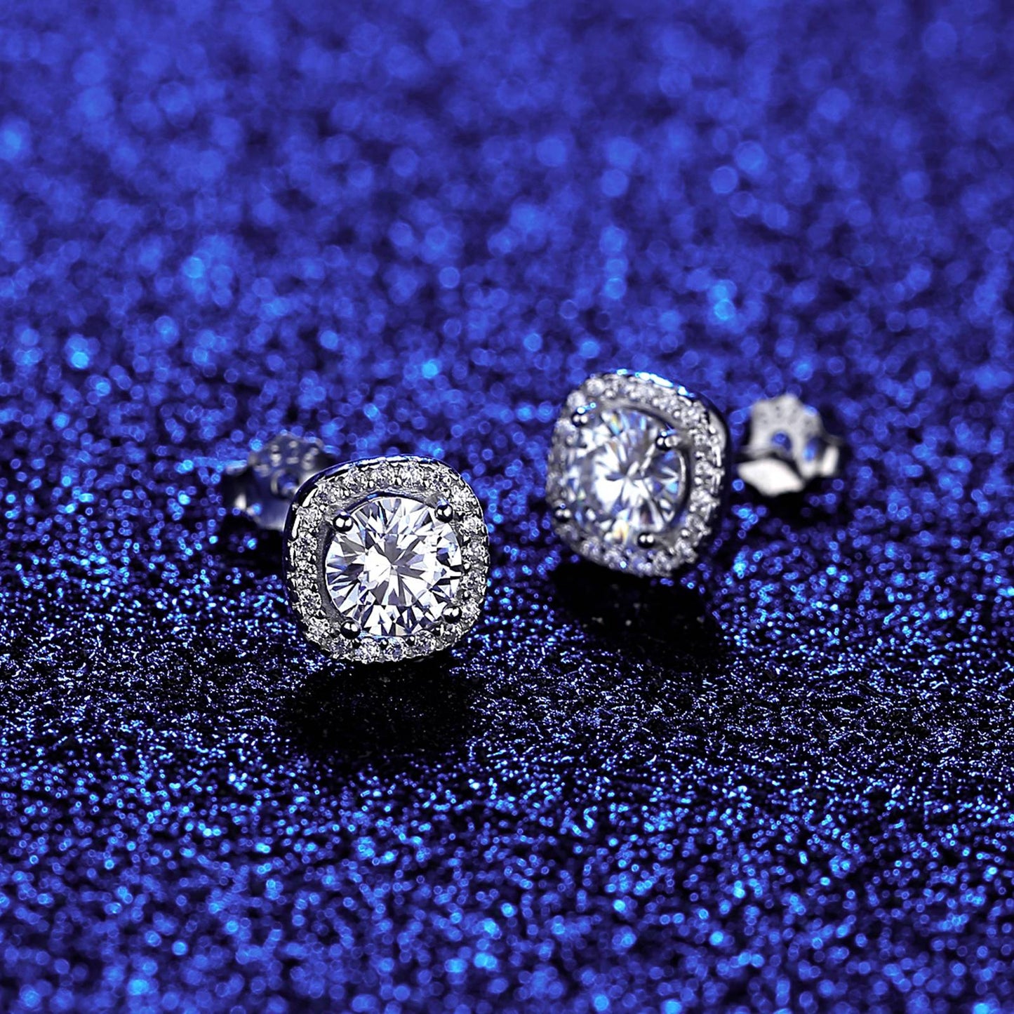 Cercei din argint eleganti patrati cu moissanite cesini cadou