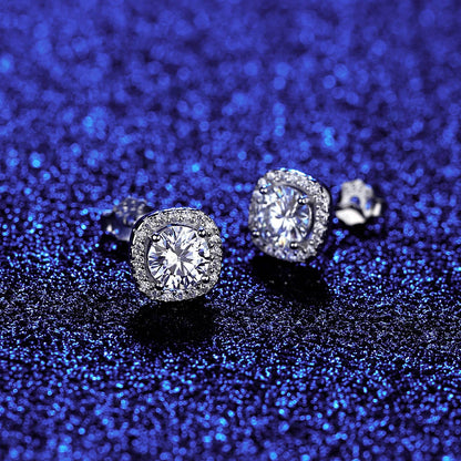 Cercei din argint eleganti patrati cu moissanite cesini cadou