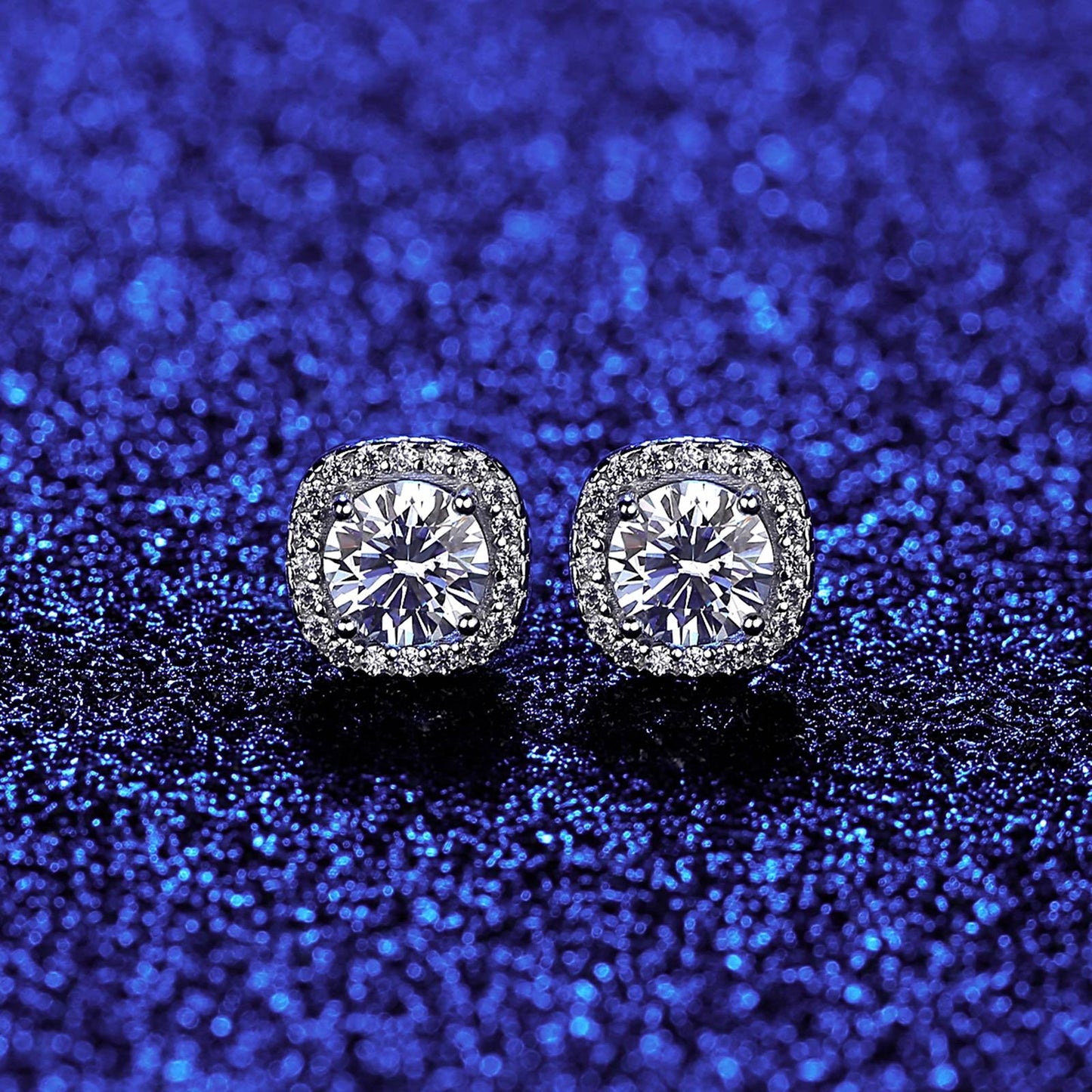 Cercei din argint eleganti patrati cu moissanite cesini femei