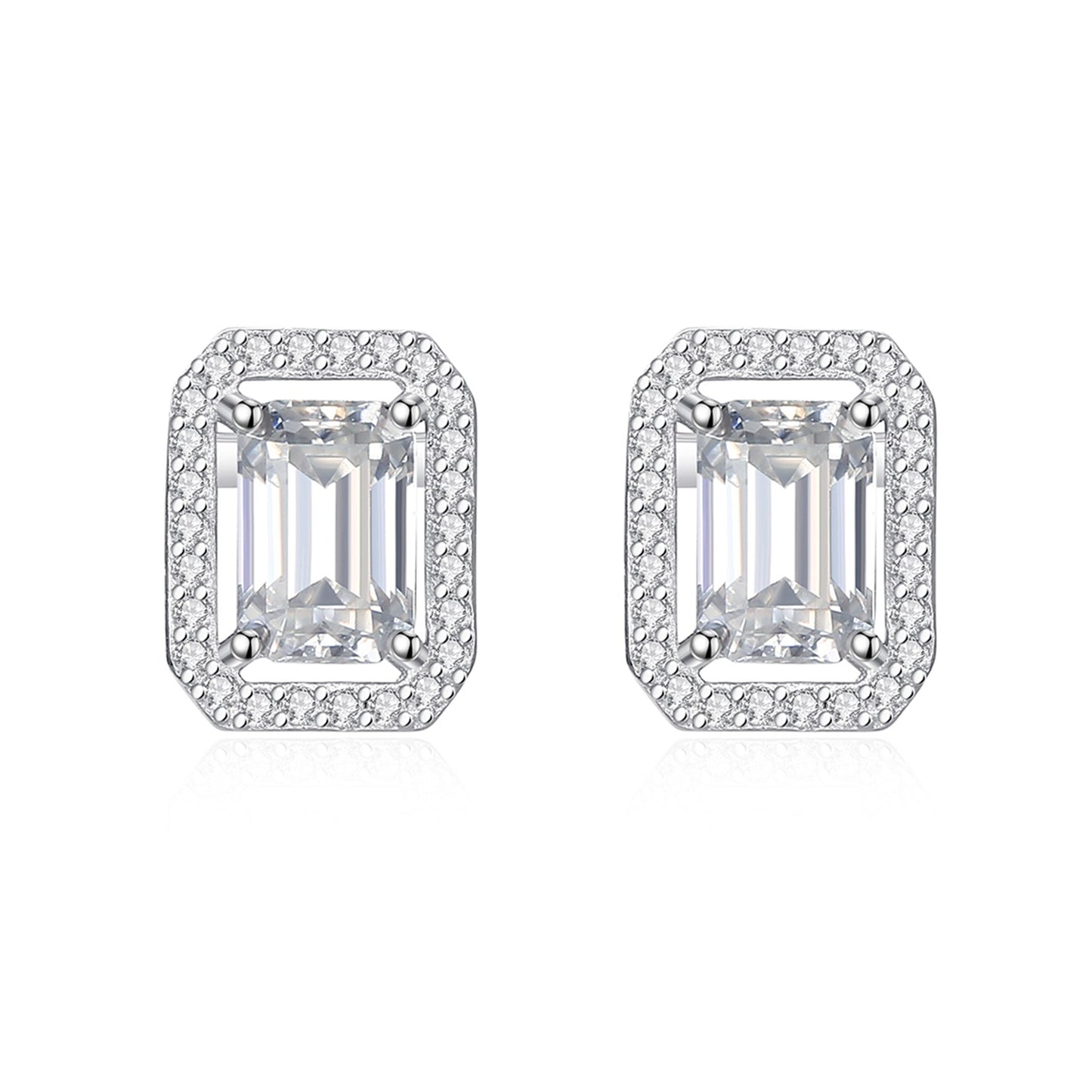 Cercei din argint eleganti rectangulari cu moissanite cesini