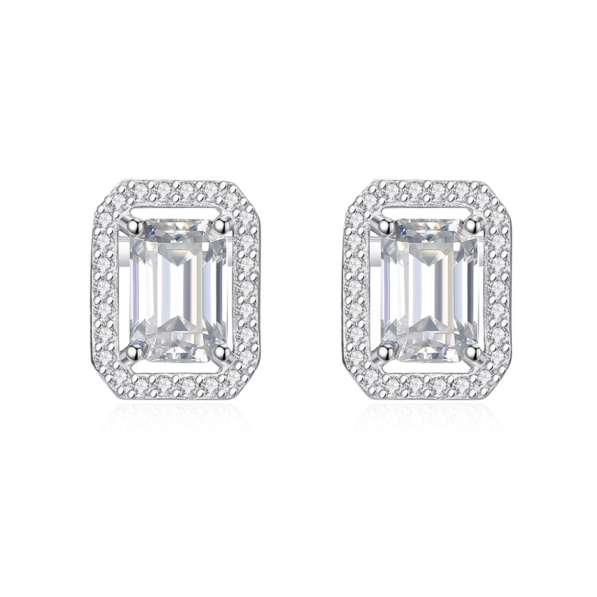 Cercei din argint eleganti rectangulari cu moissanite cesini