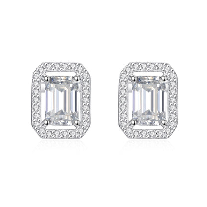 Cercei din argint eleganti rectangulari cu moissanite cesini