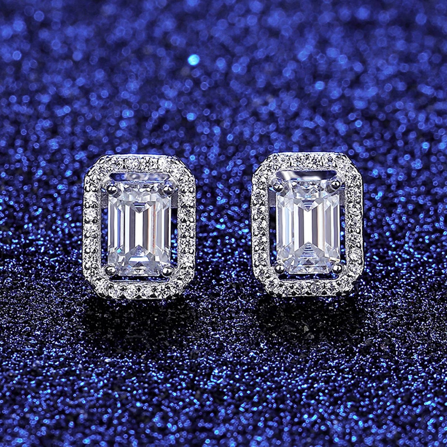 Cercei din argint eleganti rectangulari cu moissanite cesini femei