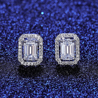 Cercei din argint eleganti rectangulari cu moissanite cesini femei