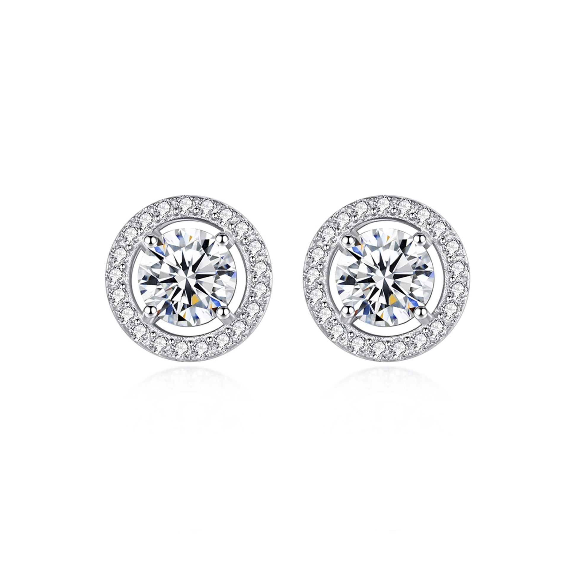 Cercei din argint rotunzi eleganti cu moissanite cesini