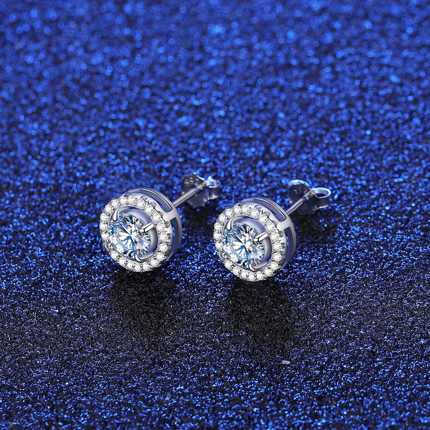 Cercei din argint rotunzi eleganti cu moissanite cesini cadou