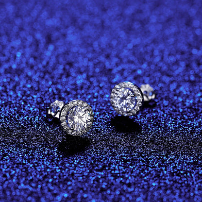 Cercei din argint eleganti rotunzi cu moissanite cesini cadou